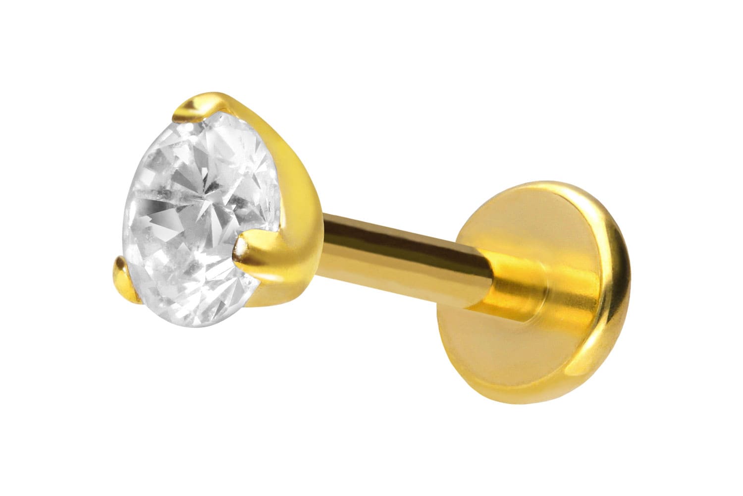 Titan Labret Piercing mit Push Fit EINGEFASSTER KRISTALL
